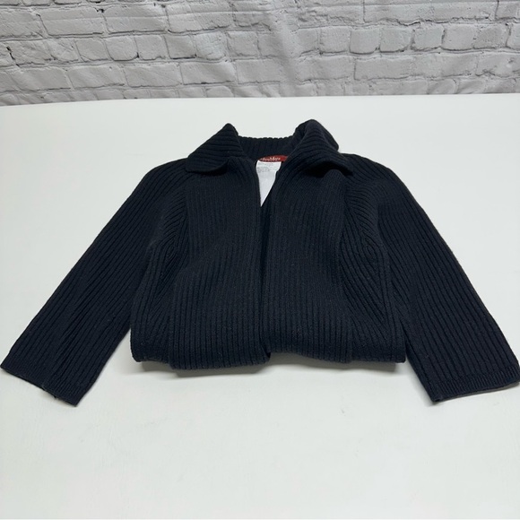 MAXMARA STUDIO OPEN CARDIGAN SZ S/M Black Women's elbow sleeves Sweater - Picture 9 of 11